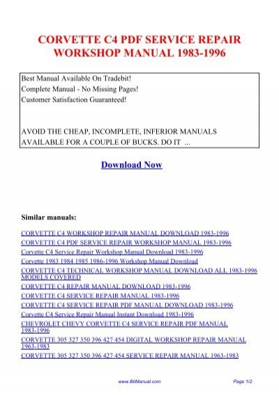 C4 Corvette Owners Manual Pdf Download